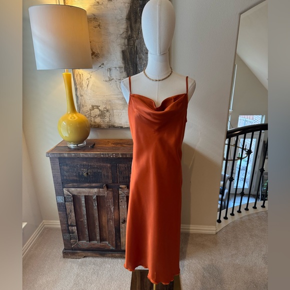 Bebe Satin Cowl Neck Slip Midi Dress - size M - Picture 2 of 7